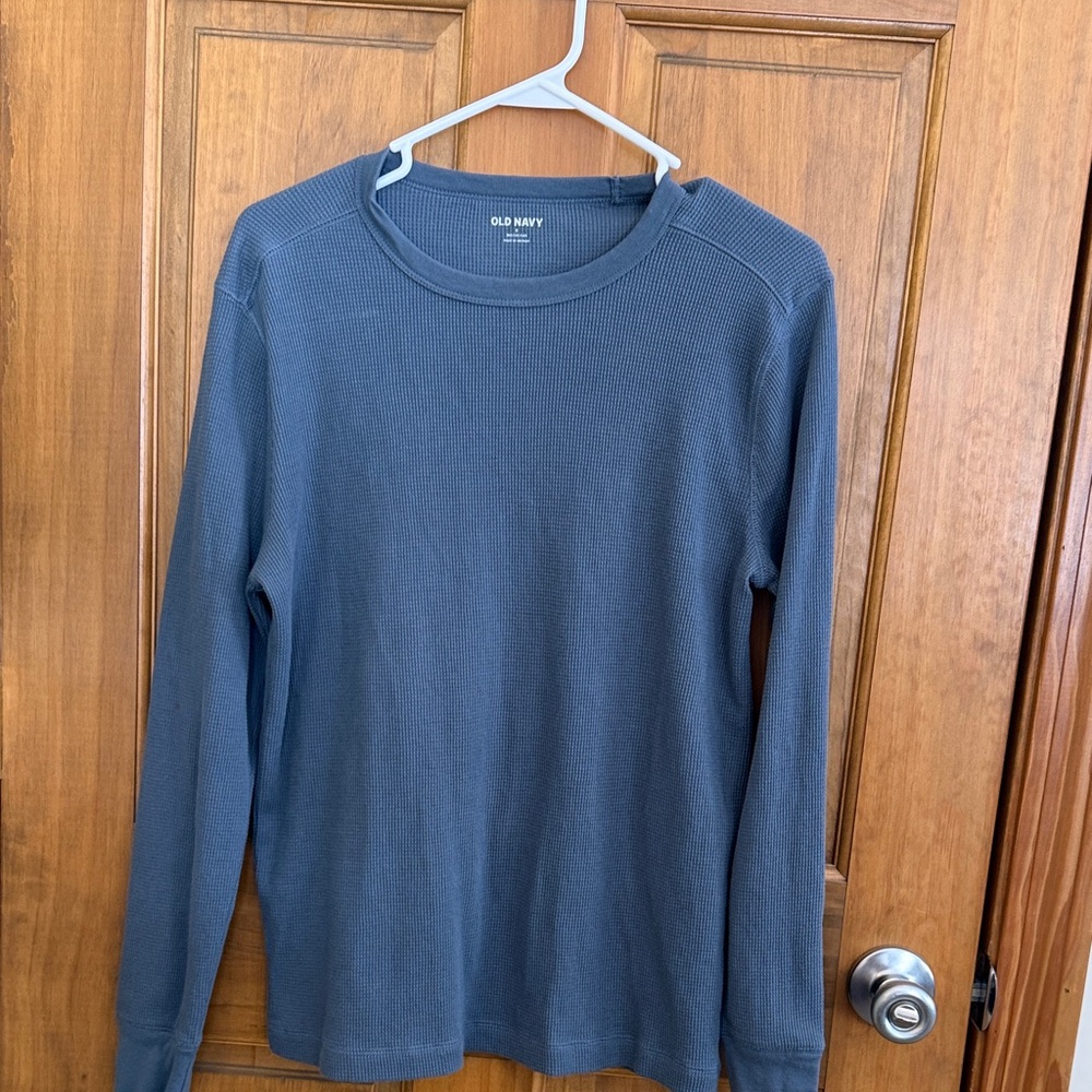 Old Navy Classic Navy Long Sleeve Waffle-knit Top- Men’s